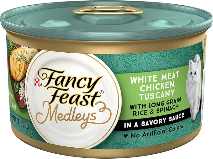 Fancy feast medleys white meat chicken Tuscany in savory sauce wet canned cat food 3oz