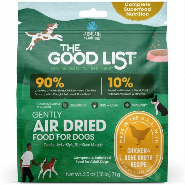 Farmland traditions the good list gently air dried food for dogs chicken bone broth recipe 2.5oz