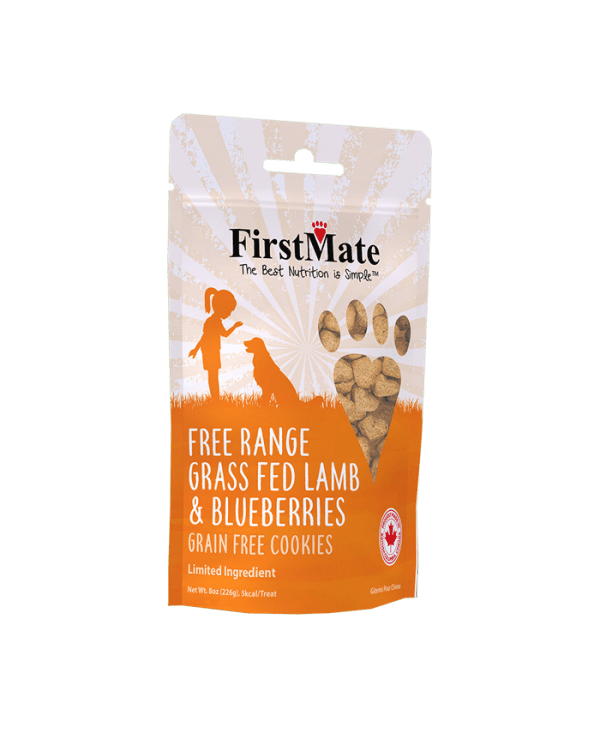 First mate free range grass fed lamb meal & blueberries grain free cookies dog treats 8oz
