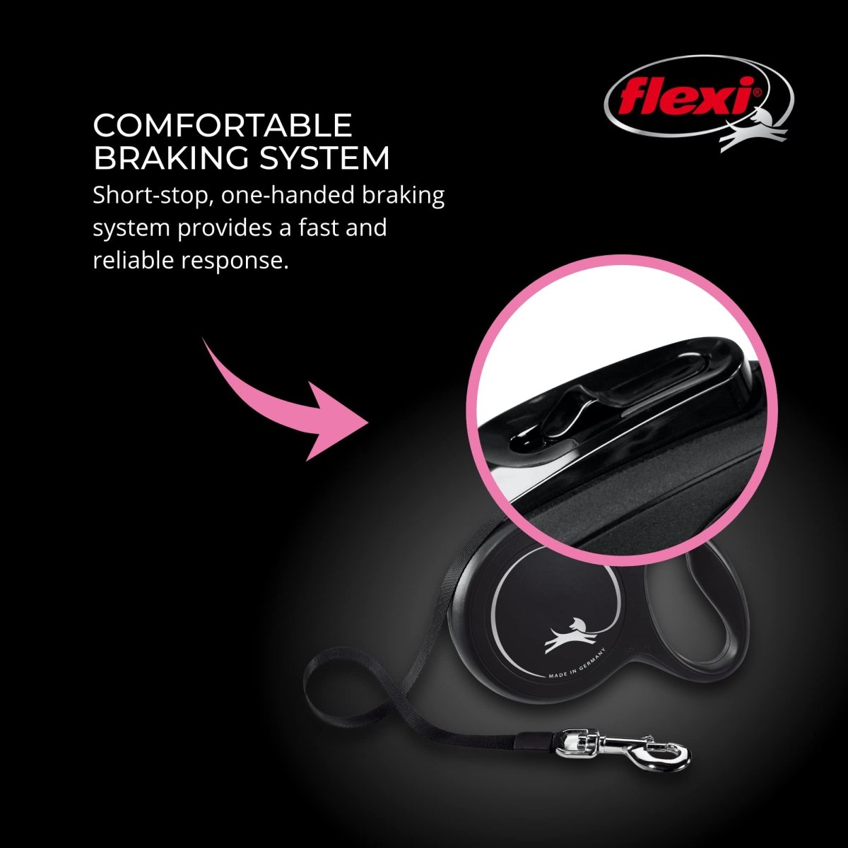 FLEXI New Classic Retractable Dog Leash Tape - Small - Black - 16 ft - dog leash - 840317107630