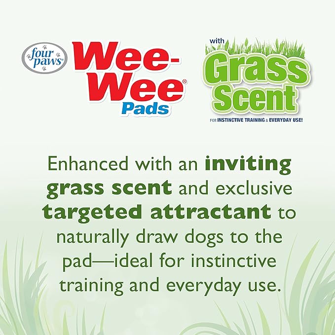 Four Paws Wee - Wee Ultimate Attractant Dog Pee Pads, 22 x 23 - in, Grass Scent, 10 count