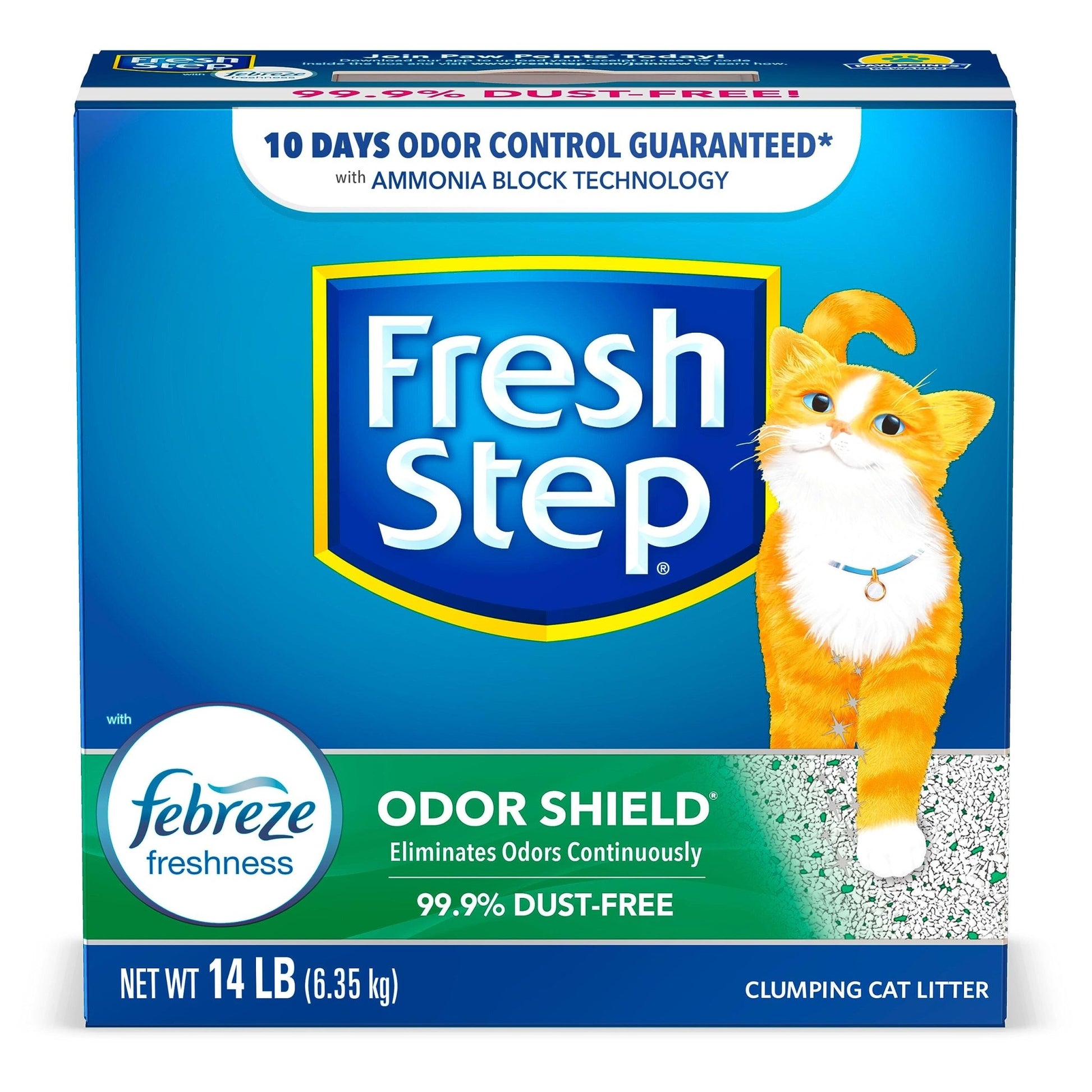 Fresh Step Clumping Cat Litter, Odor Shield With Febreze, 14 Lbs
