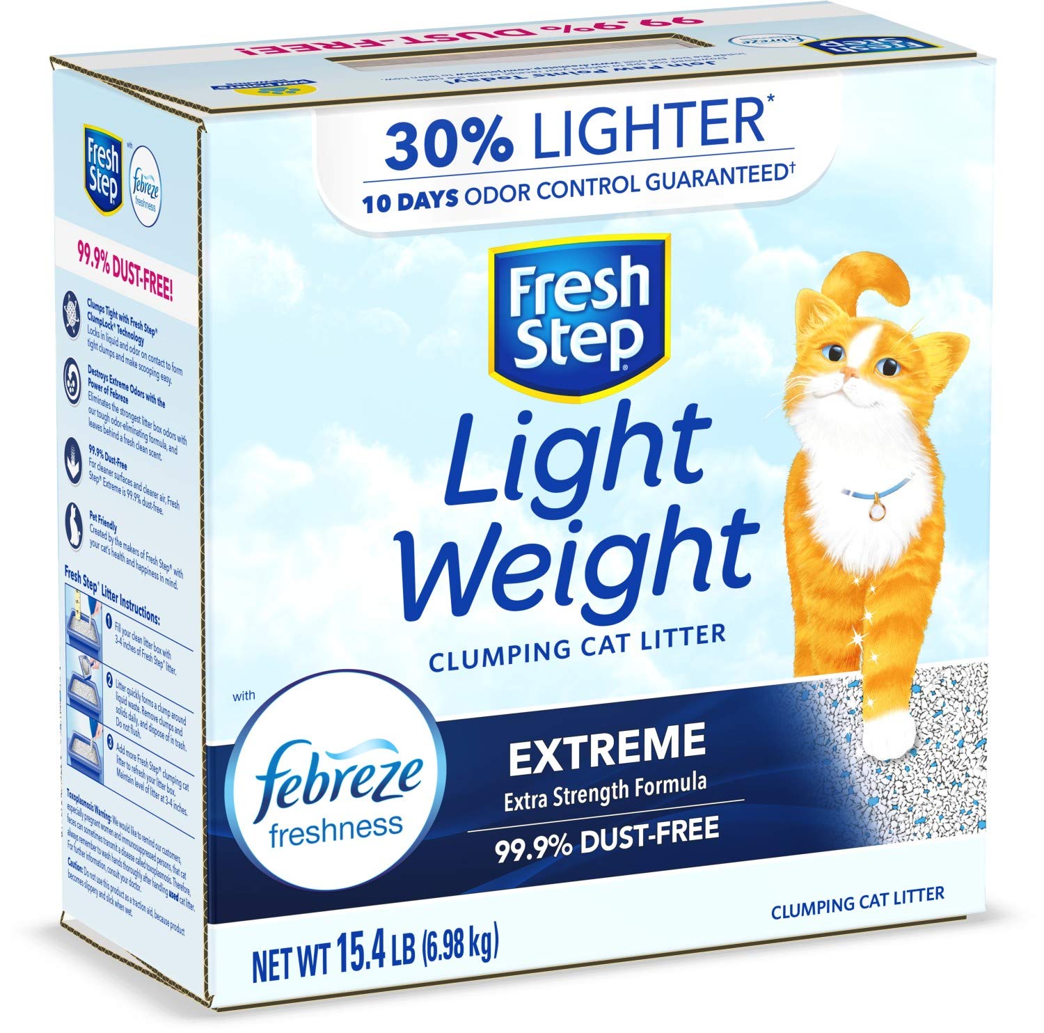 Fresh Step Lightweight Extreme Scented Litter With The Power Of Febreze, Clumping Cat Litter, 15.4 Pounds (Package May Vary)