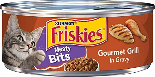Friskies Purina Meaty Bits Adult Canned Wet Cat Food, Gourmet Grill Gravy, 5.5 Oz Can