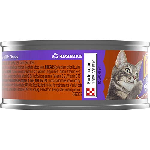 Friskies Purina Meaty Bits Adult Canned Wet Cat Food, Gourmet Grill Gravy, 5.5 Oz Can