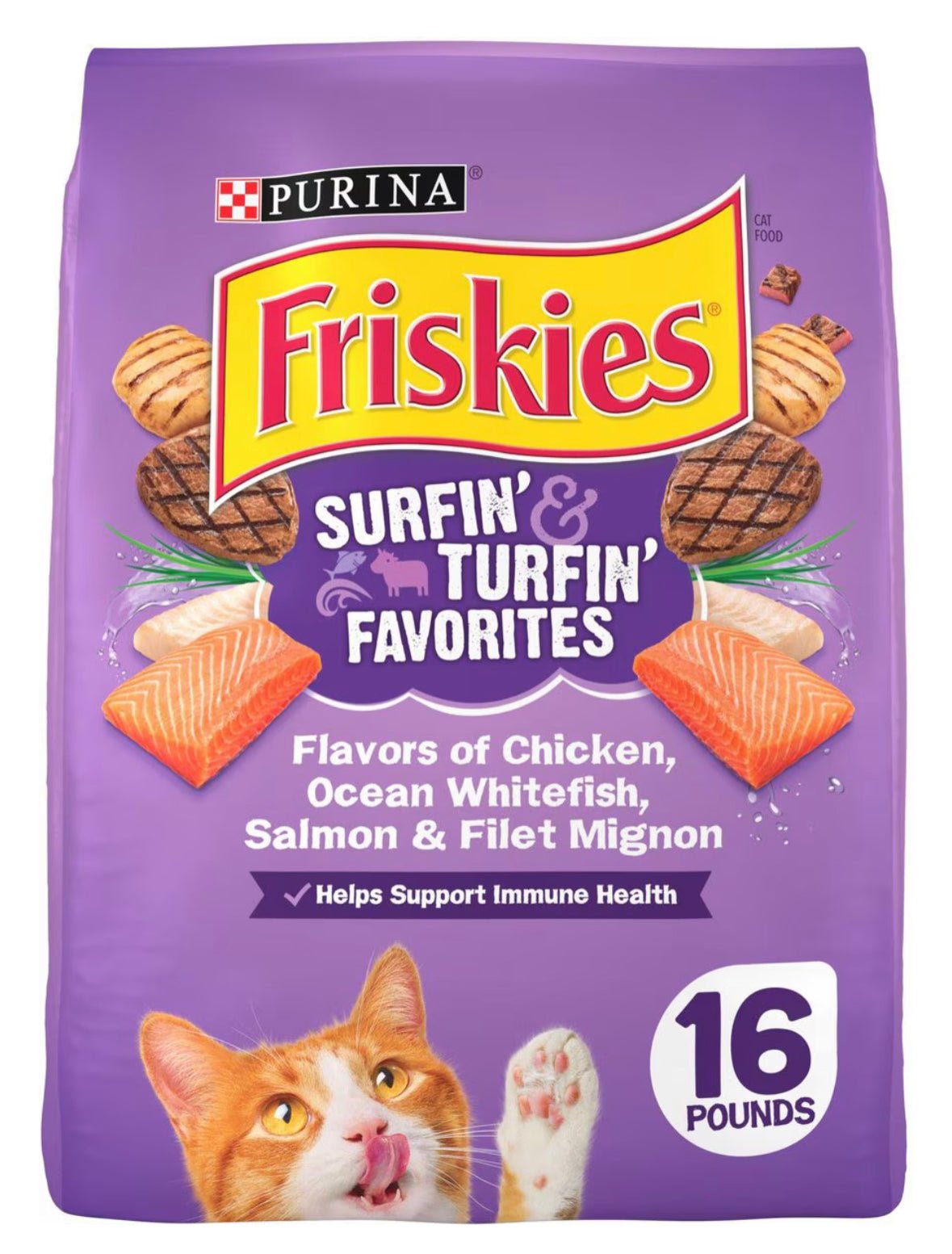 Friskies Surfin' & Turfin' Favorites Muscle & Immune Support Crunchy Dry Cat Food, 16 - lb