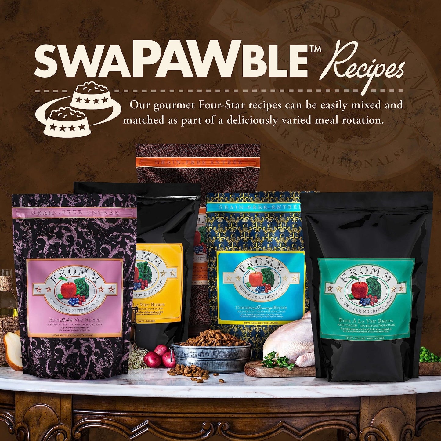 Fromm Four - Star Nutritionals, Grain - Free Salmon Tunachovy Dry Cat Food, 4Lb