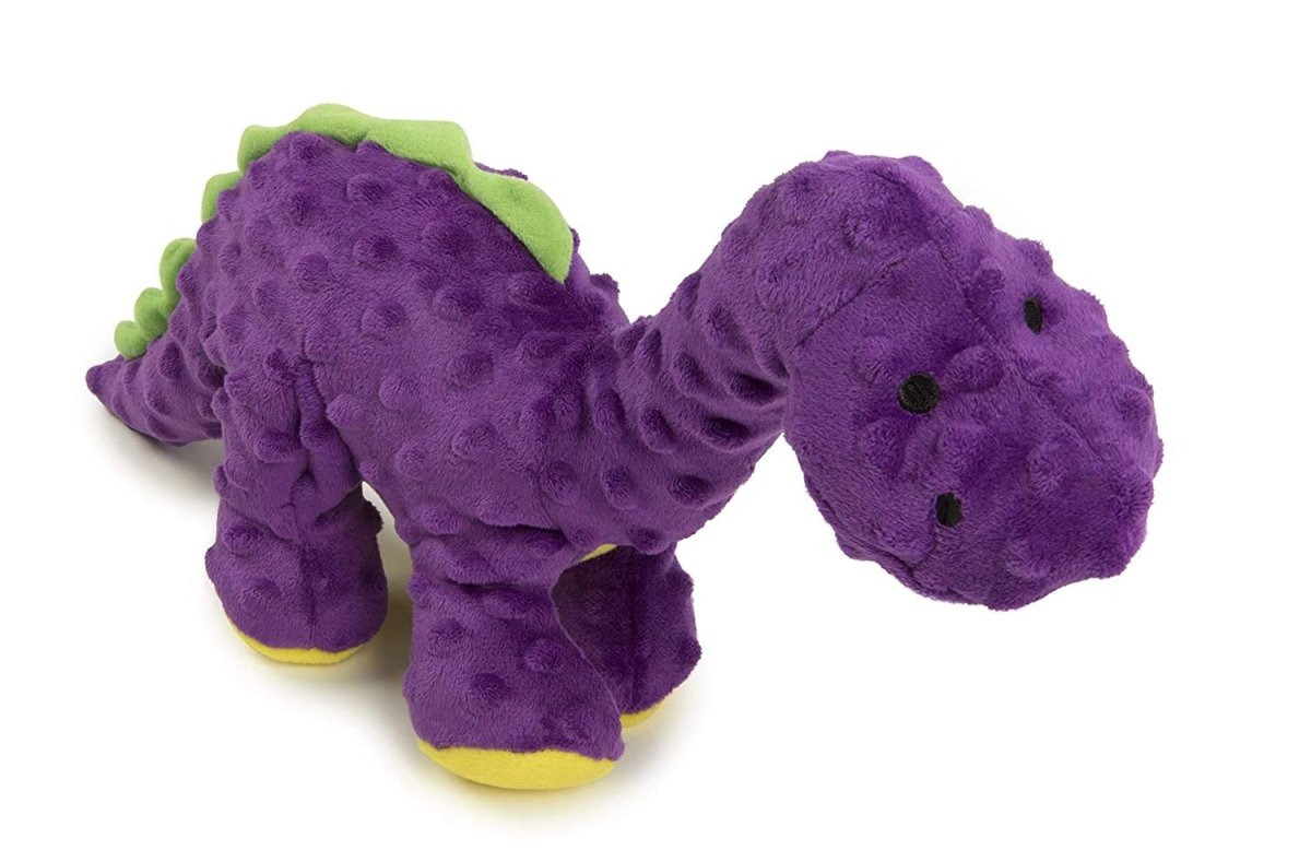 goDog Dinos Bruto Squeaky Plush Dog Toy, Chew Guard Technology - Purple, Large - 743723709606