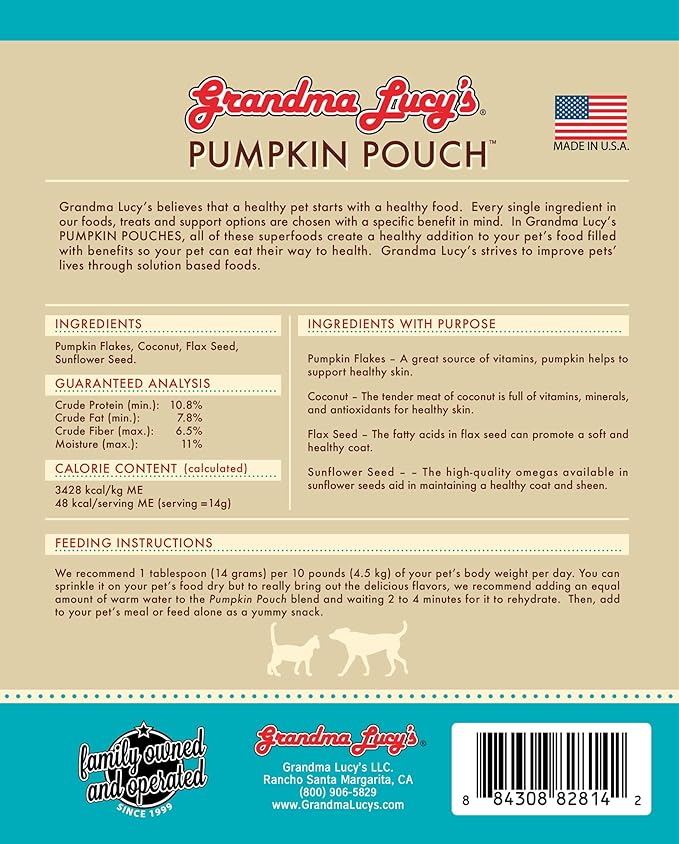 Grandma Lucy’s pumpkin pouch - skin and coat 6oz