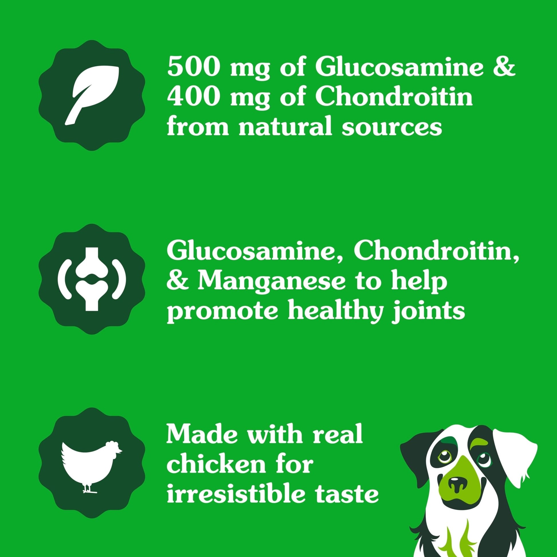 Greenies Supplements Hip and Joint Supplements for Dogs, Chicken Flavor, 6.08 oz., 30 Count Soft Chews Dog Joint Supplements
