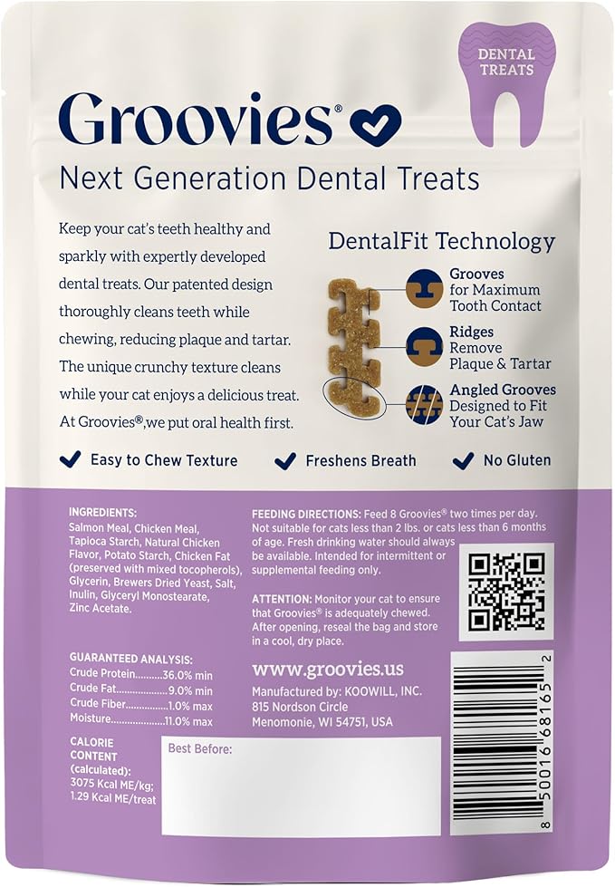 Groovies dental fit cat treats - salmon