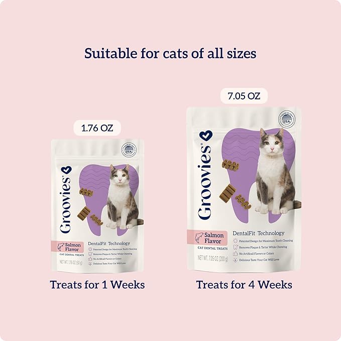 Groovies dental fit cat treats - salmon