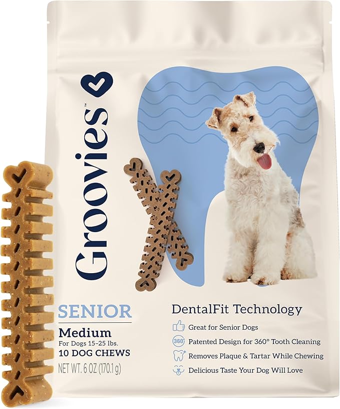 Groovives senior dental fit technology - medium 10 dog chews