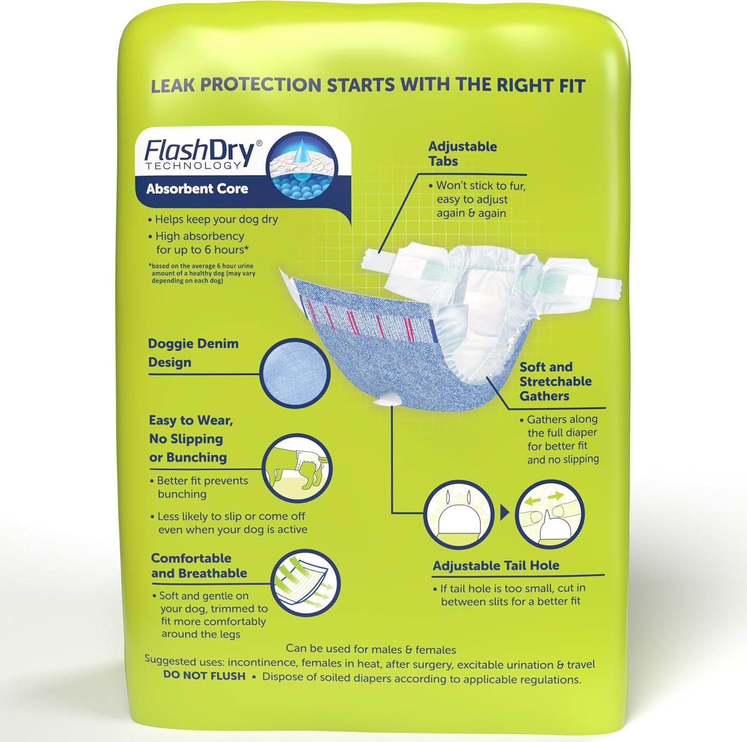 Hartz Disposable Dog Diapers, Size M 32 count, Comfortable & Secure Fit