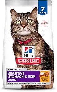 Hill's Science Diet Adult Sensitive Stomach & Sensitive Skin Chicken & Rice Recipe Dry Cat Food, 7 - lb bag 8884