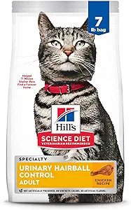 Hill's Science Diet Adult Urinary & Hairball Control Chicken Recipe Dry Cat Food, 7 - lb bag