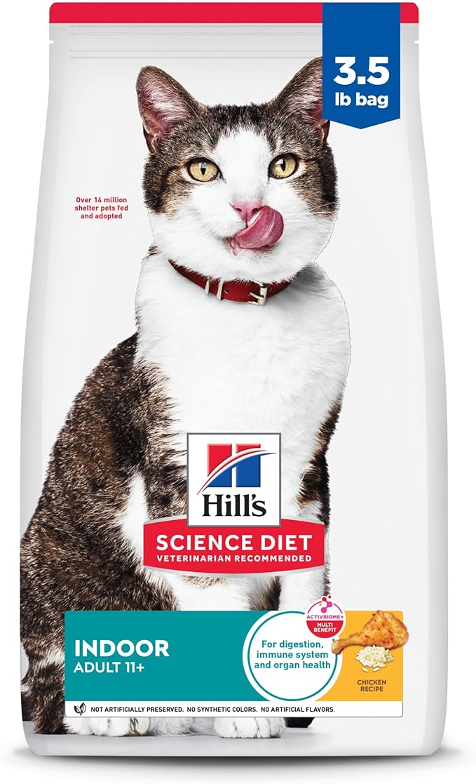 Hills science diet indoor adult 11+ dry cat food kibble 3.5lbs 2529