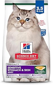 Hill's Science Diet Sensitive Stomach & Sensitive Skin Pollock Meal & Barley Recipe Adult Dry Cat Food, 3.5lb bag 607733
