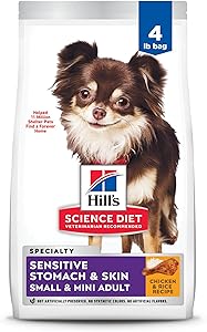 Hills science diet small & mini sensitive skin & stomach chicken recipe 4lbs 10439