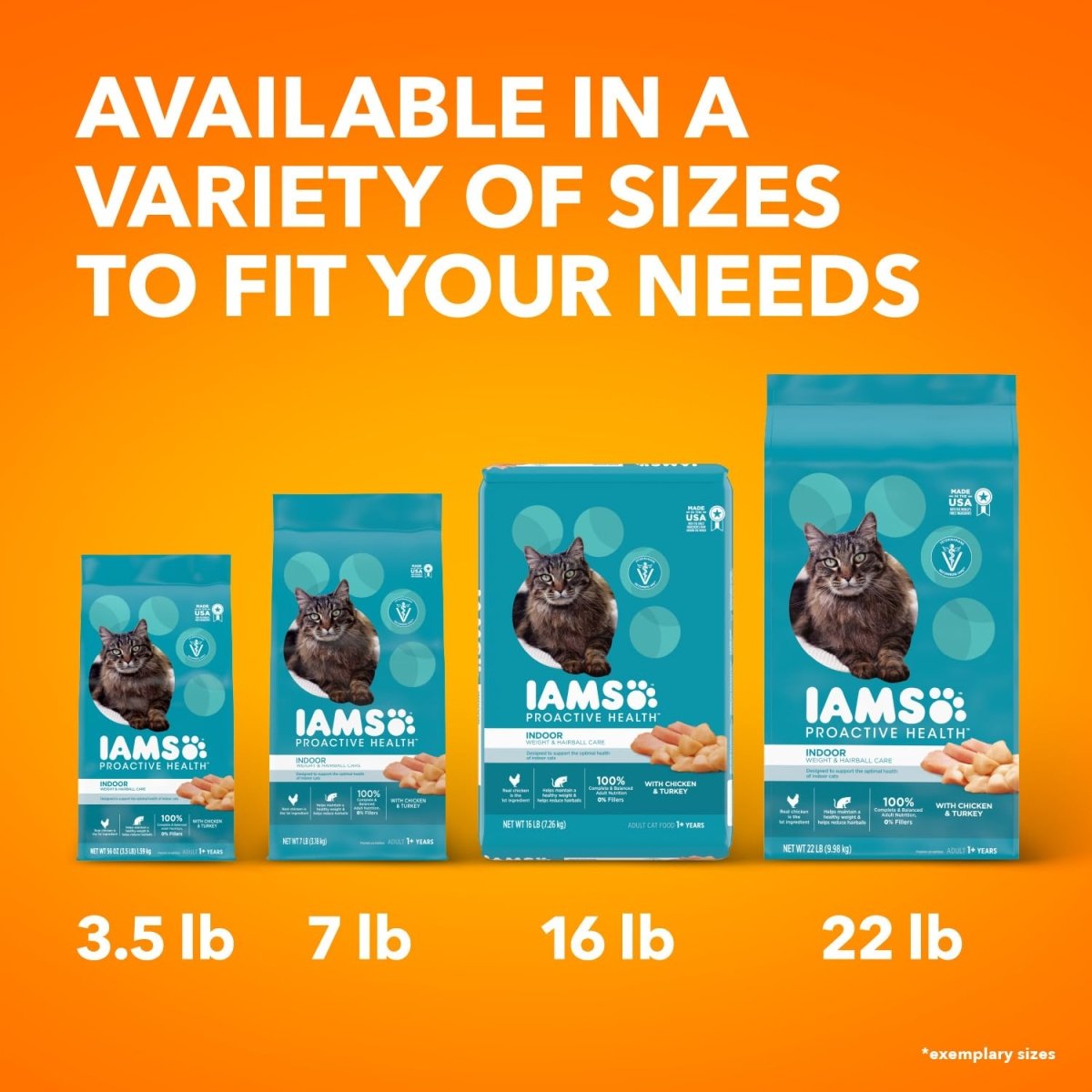 IAMS Proactive Health Indoor Weight & Hairball Care Adult Dry Cat Food with Chicken & Turkey, 7 lb. Bag - dry cat food - 019014712458