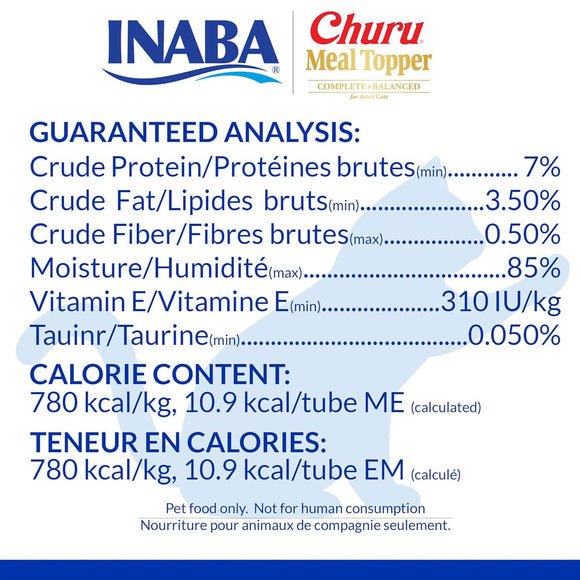 Inaba Churu meal topper complete and balanced tuna with salmon recipe 4 count