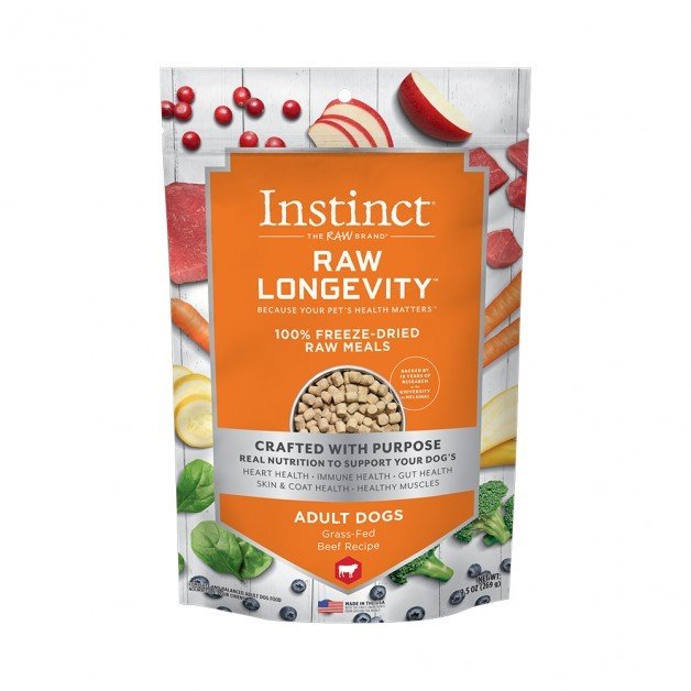 Instinct raw longevity freeze dried raw dog meals beef grass fed 1.5oz