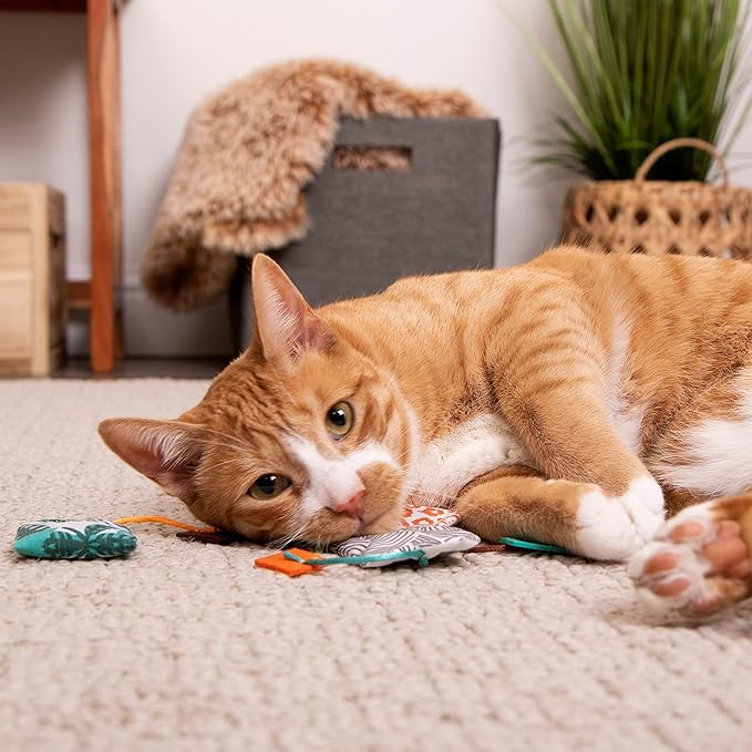 Instincts toss & bay cat toys by smartykat silver one & catnip inside tea bags cat toy