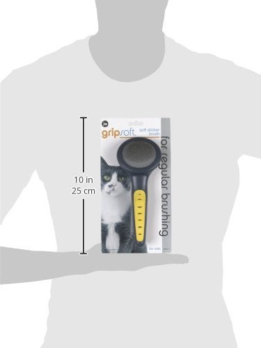 JW Petmate GripSoft Cat Brush, White/Blue, 2 Pack (Ideal for Long & Short Haired Cats, Undercoat Removal)