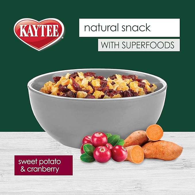 Kaytee natural snack with superfoods sweet potato and cranberry 3oz