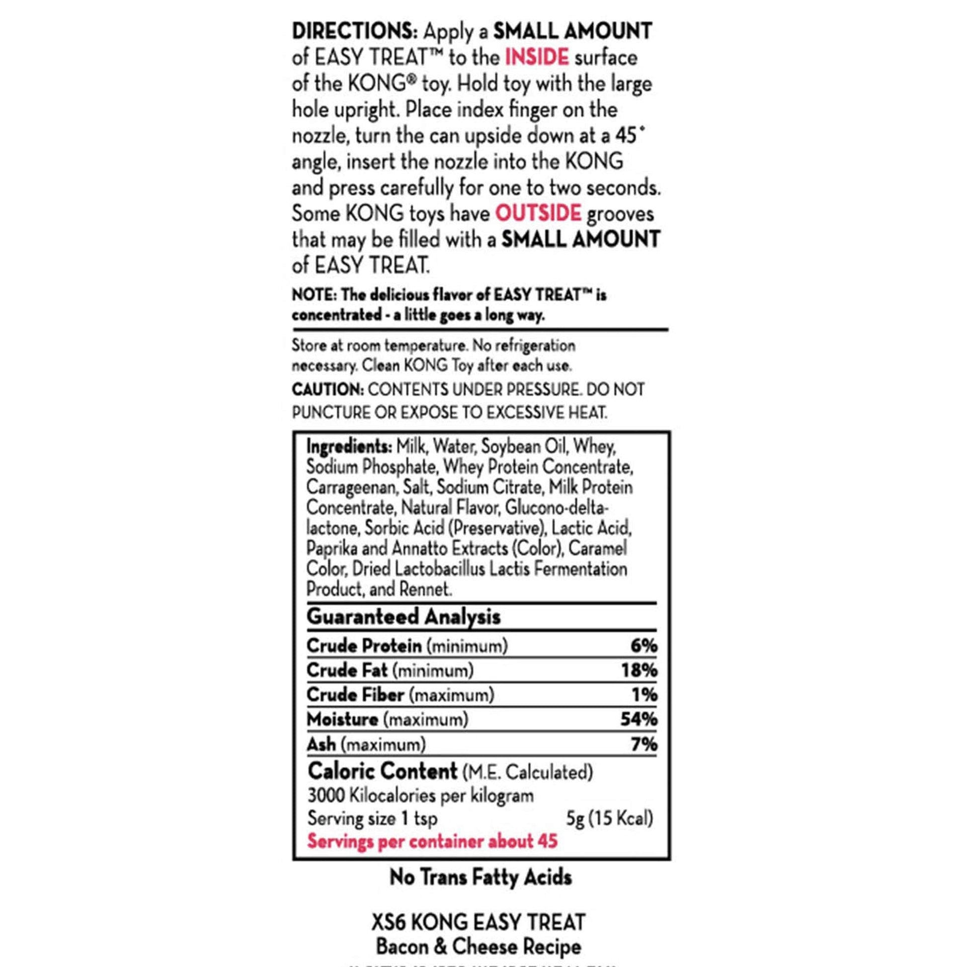 Kong - Easy Treat - Dog Treat Paste - Bacon And Cheese - 8 Ounce