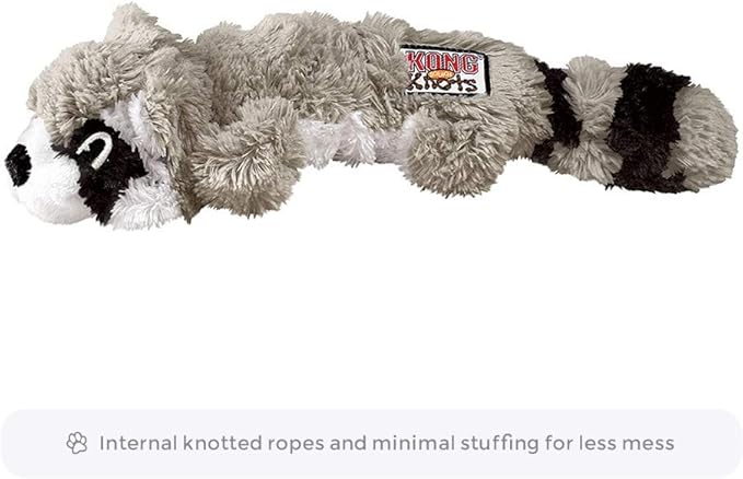 Kong scrunch knots dog toy plush rope tug dog raccoon squeaky medium