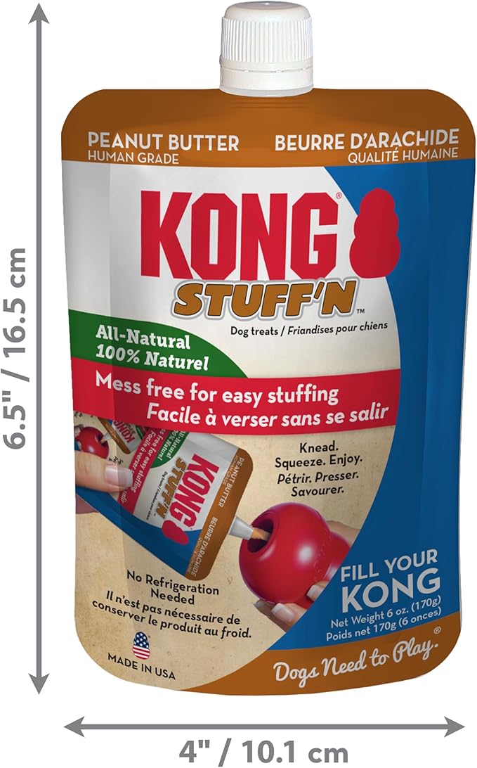 KONG - Stuff'N Dog Treat Paste - All - Natural Peanut Butter - 6 oz Pouch, Made in The USA