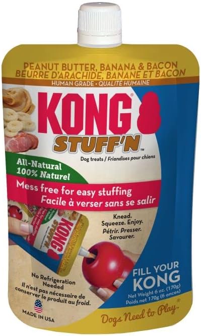 KONG - Stuff'N Dog Treat Paste - All Natural Peanut Butter Bacon - 6 oz Pouch, Made in The USA