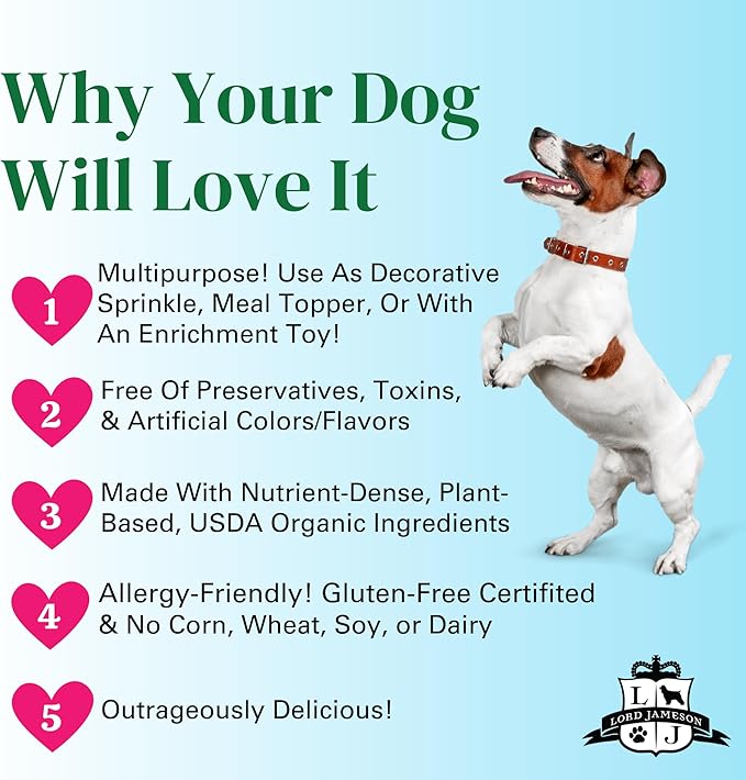 Lord Jameson celebration superfetti superfood sprinkles organic coconut 3oz dog treats