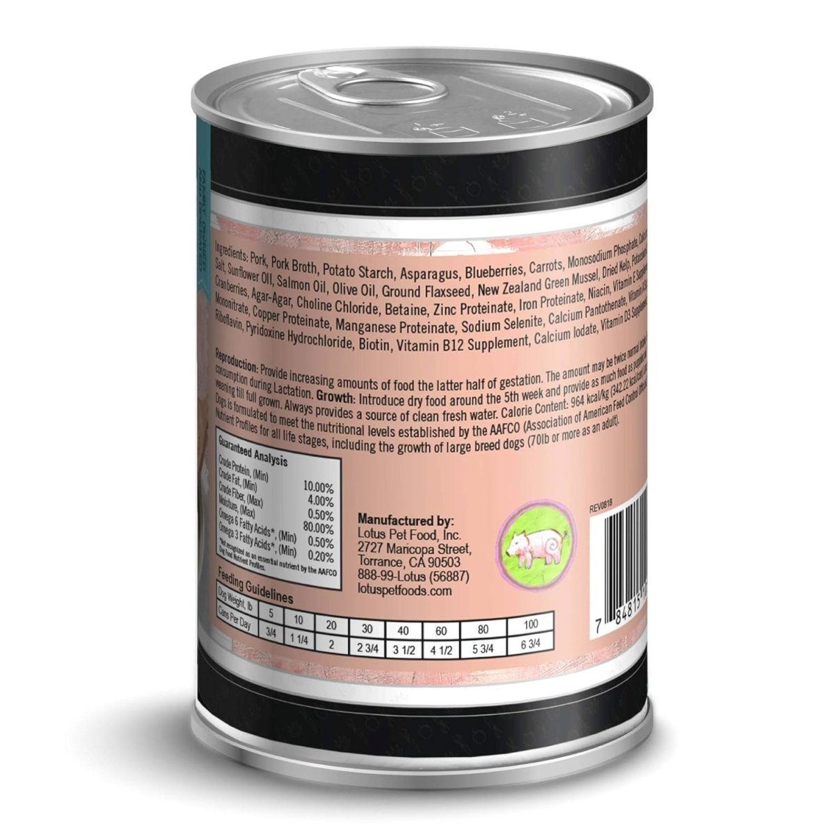 Lotus Grain Free Wholesome Pork and Asparagus Stew Canned Dog Food - 12.5oz - canned dog food - 784815105715