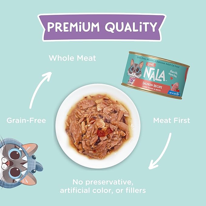 Love nala salmon recipe in broth flaked dinner wet canned cat food 2.8oz