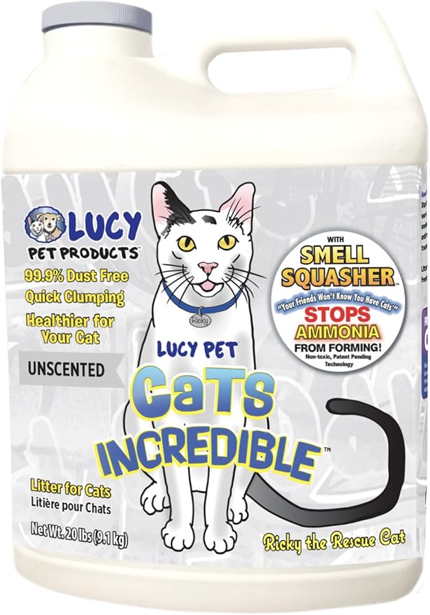 Lucys quick clumping cats incredible super healthy litter for cats 20lbs unscented