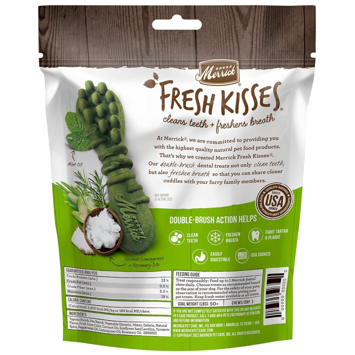 Merrick Fresh Kisses Dog Dental Chews For Large Breeds, Grain Free Dog Treats with Coconut and Botanical Oils - dental treats - 022808660231