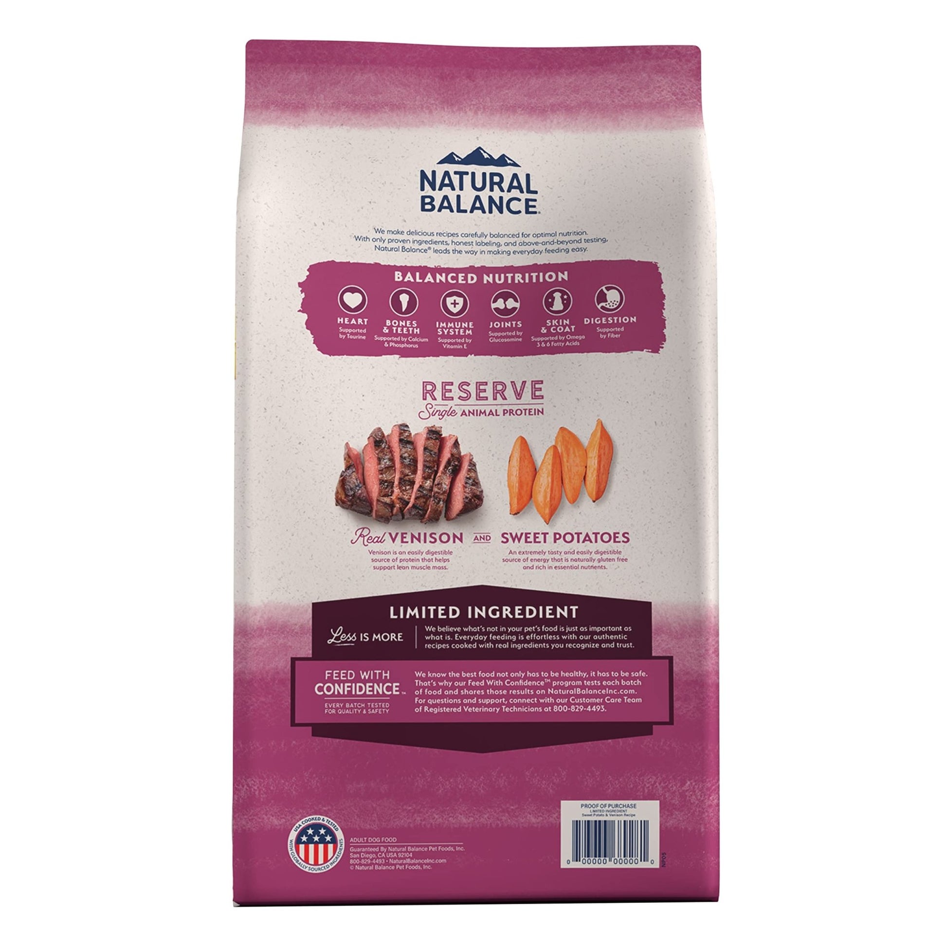 Natural Balance Limited Ingredient Adult Grain - Free Dry Dog Food, Reserve Sweet Potato & Venison Recipe, 22 Pound (Pack of 1)