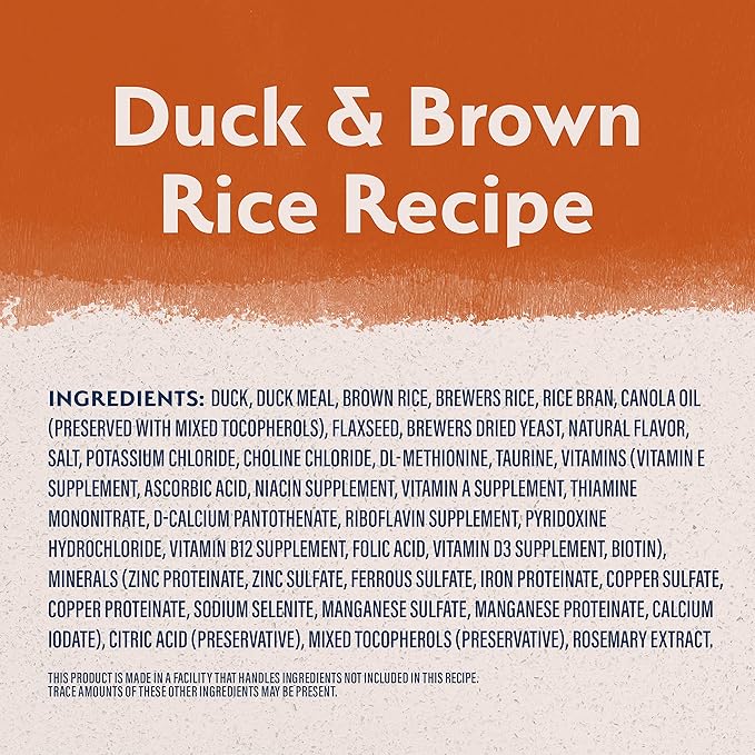 Natural balance limited ingredient Duck & brown rice recipe dry dog food 22lbs