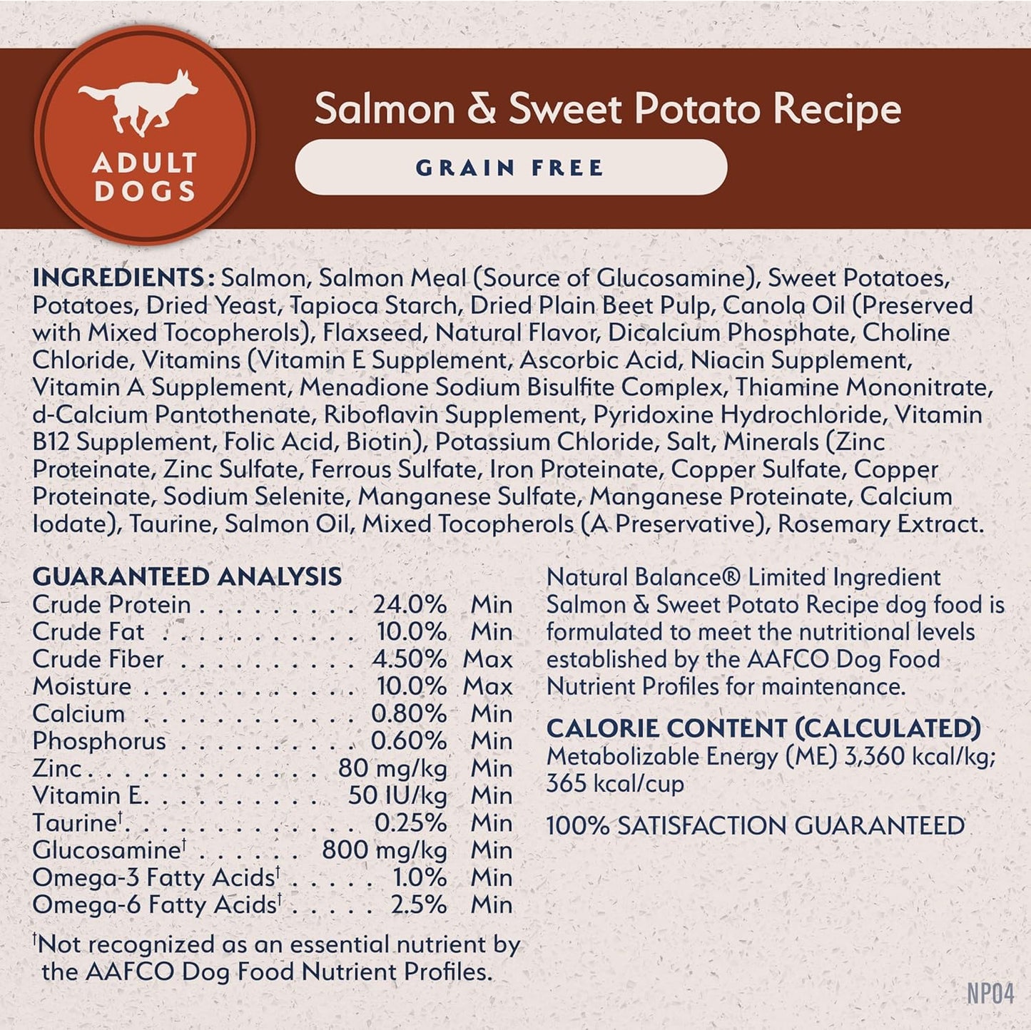 Natural balance salmon & sweet potato grain free 4lb dry dog kibble