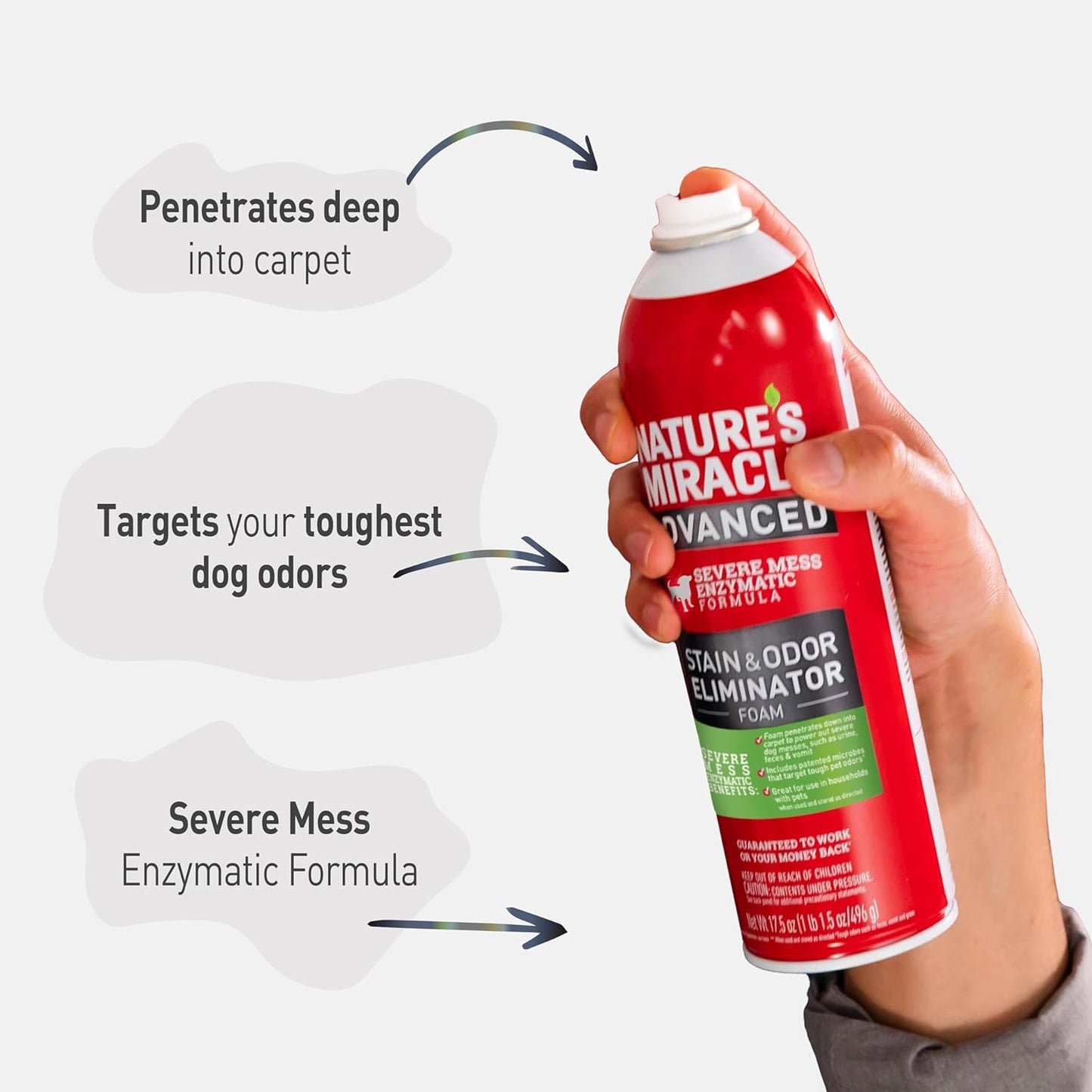 Natures miracle advanced severe mess enzymatic formula stain & odor eliminator foam 17.5oz