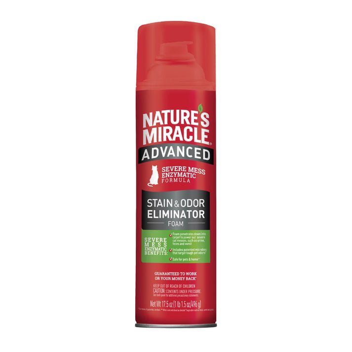 Natures miracle advanced stain & odor eliminator foam 17.5oz sever mess enzymatic formula