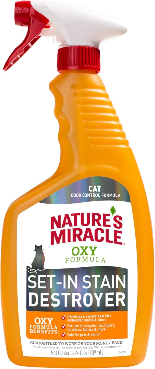 Natures miracle oxy formula set in stain destroyer 24oz feline cleaning cat spray