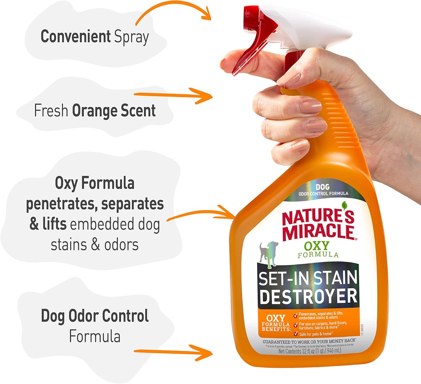 Natures Miracle Oxy Set In Stain Destroyer 32oz Spray Dog Cleaning Spray
