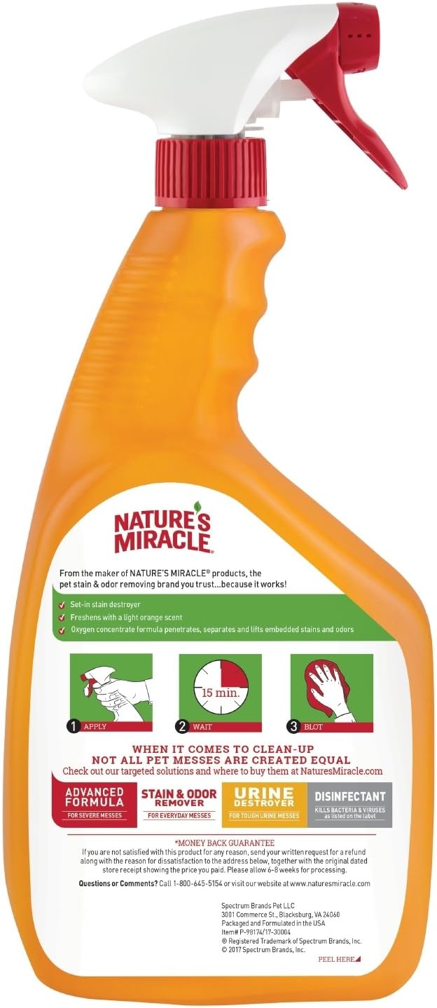 Natures Miracle Oxy Set In Stain Destroyer 32oz Spray Dog Cleaning Spray