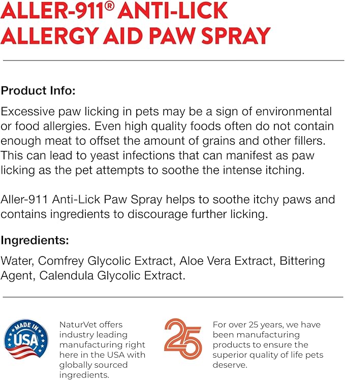 naturvet aller - 911 anti - lick paw spray
