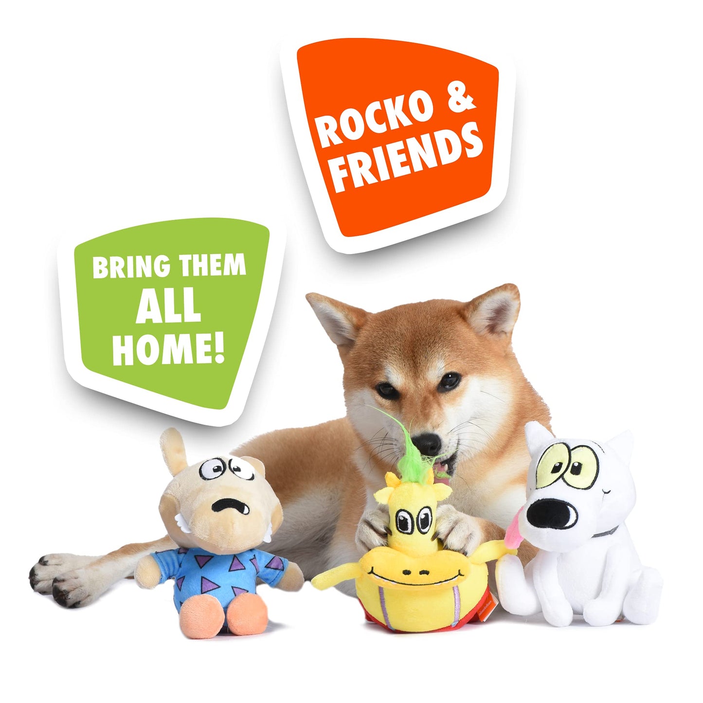 Nickelodeon Rocko's Modern Life Dog Toy Set | 3pc 6 - Inch Plush Toys