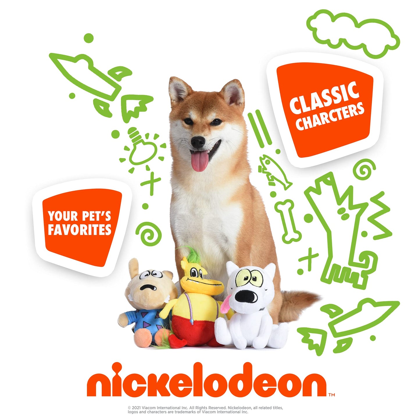 Nickelodeon Rocko's Modern Life Dog Toy Set | 3pc 6 - Inch Plush Toys
