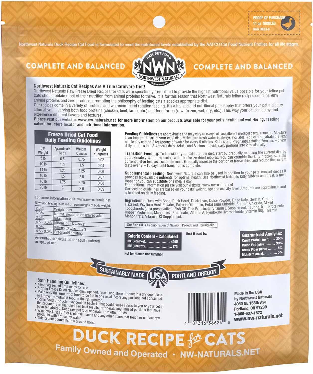 Northwest naturals duck recipe 11oz for cats